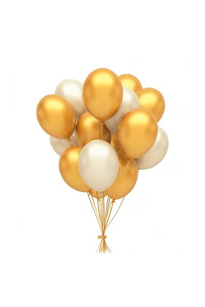 Ropet Set of 10 latex balloons, Gold/White, 30cm, Ropet