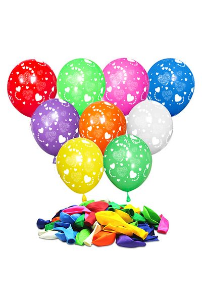 Ropet Set of 10 latex balloons, With Hearts, 30cm, Ropet