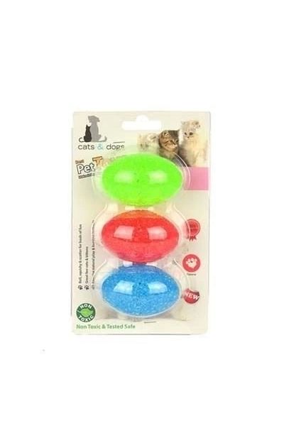 STOREMAX Flip ellipse cat play ball with rattle 3 pieces