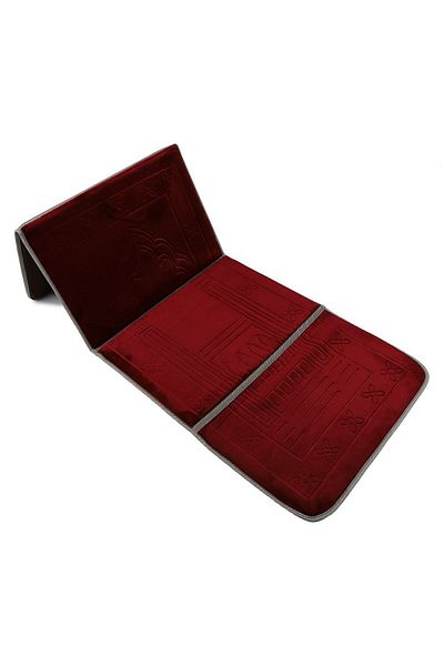 MANASEK 55x110cm Foldable Prayer Mat with Back Rest (Maroon)