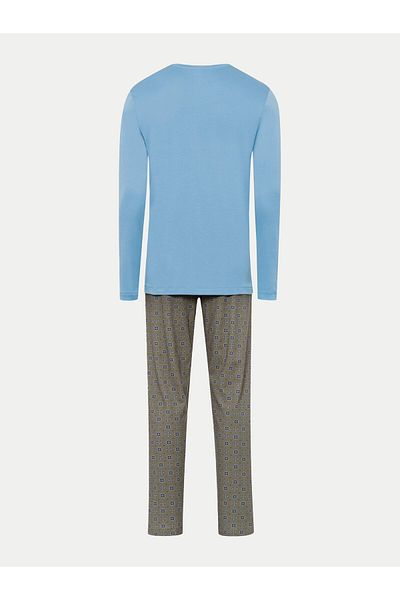 Hanro Men's Pajamas 75111 Brown, Blue