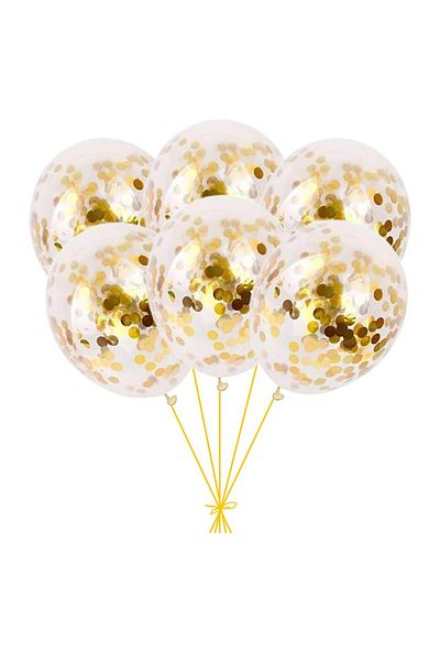 Ropet Set of 6 balloons with confetti, gold color, 30 cm