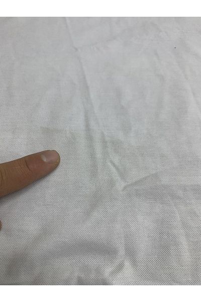 Yiğit Kumaş White Cotton Polyester Lacoste Fabric, Track 80X170 cm