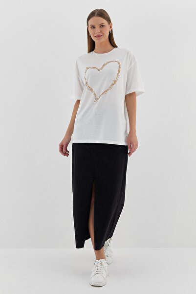 Shopping Shop Μπλουζάκι Oversize Heart Printed ΜΠΕΖ