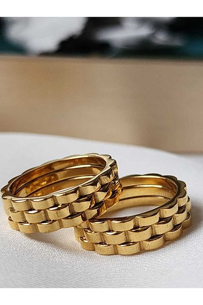 ZÜLİSCH Steel Ring Gold Stainless Water Resistant (Price Is Per Piece)