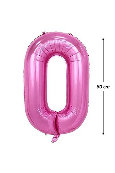 Ropet Metallic foil balloon, Number 0, birthday, 80 cm, Pink