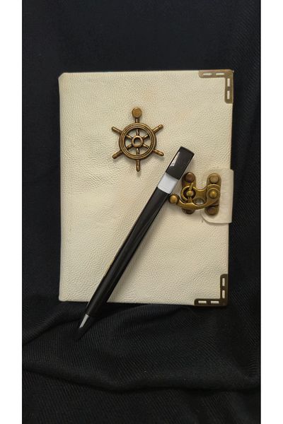 Land of Souvenir Leather Covered Bamboo Leaf Notebook with Lock Accessories