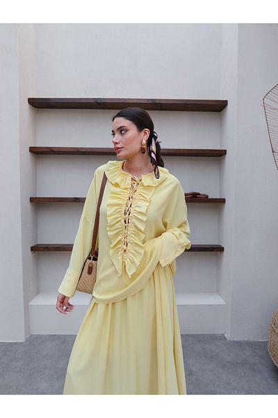ESRAHELVACI Collar Ruffle Tie up Set