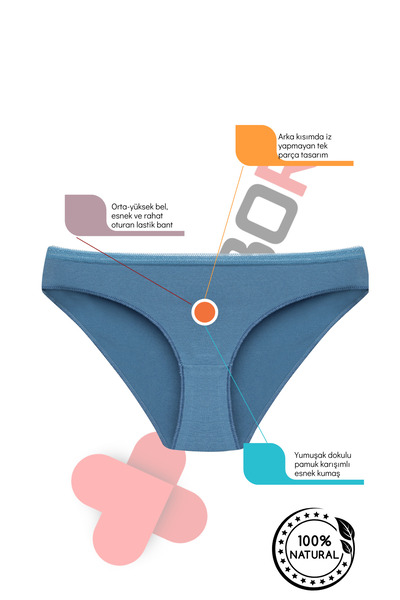 BEGBOR LİNGERİE Solid Textured High Waist Women's Slip Panties – Soft Cotton Comfort