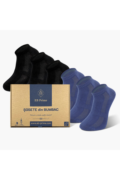 EB Prime Short Socks | Box "Energy of Comfort" No. 6 | 6 per | 3xBlack, 3xBlue | Sizes 35-46