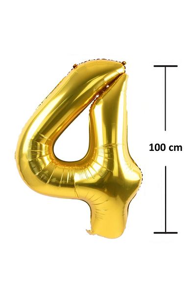Ropet Ropet foil birthday balloon, Gold, number 4, 100 cm