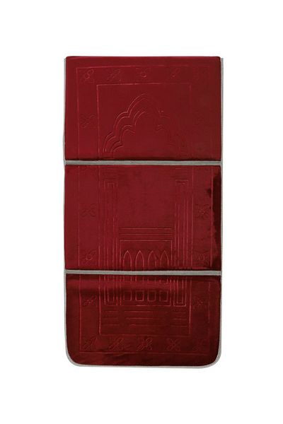 MANASEK 55x110cm Foldable Prayer Mat with Back Rest (Maroon)