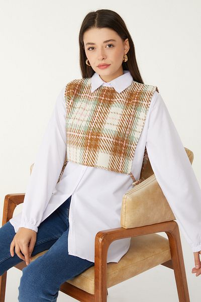 TOFİSA Cămașă Pulover Set dublu Muștar - 13347
