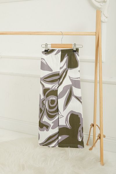 TOFİSA Pantaloni pentru fete kaki cu model cu talie elastică - 26821