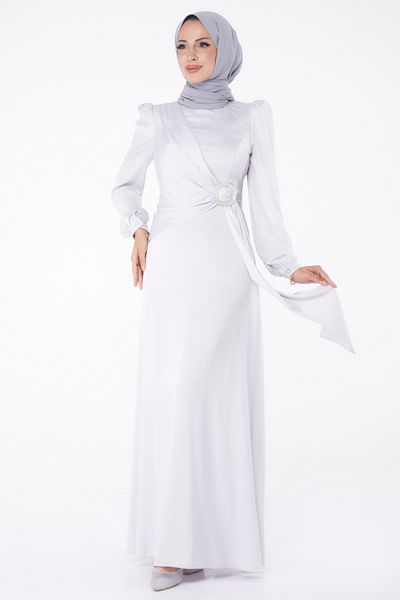 TOFİSA Rochie de seara cu strasuri gri - 26193