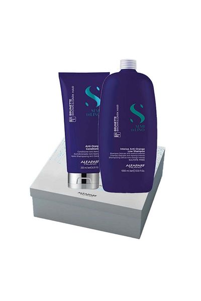 Alfaparf Milano Set for neutralizing orange tones Alfaparf Semi Di Lino Brunette, Shampoo 1000ml, Conditioner 200ml