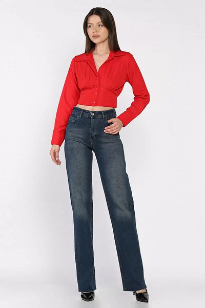 GÜLSELİ Navy Blue Women's Cut Leg Palazzo Jean Jeans