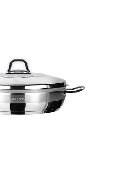 Amboss Saphire Stainless Steel Flat Pot 34X12 - Steel Lid