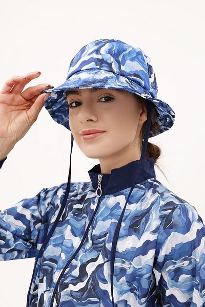 Remsa Mayo Patterned Bucket Hat Rş-113 Pera Granite Navy Blue01