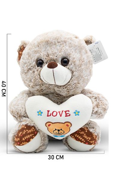 rexa Beige Teddy Bear with "Love" Heart – 40cm x 30cm