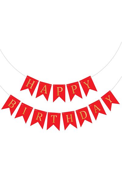 Ropet Happy Birthday Banner, Garland, 2.5m x 17cm, Red, Rope