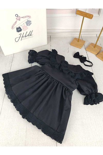 Hobidik Rochie neagră cu guler scoici