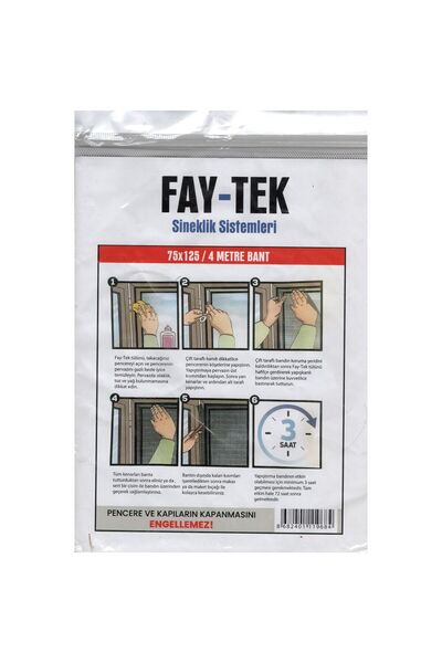 Ebax Hazır Yapıştırmalı Sineklik Tek Kanat Pencere için 75cm*125cm-4m Bant-Montajı-Kullanımı Kolay