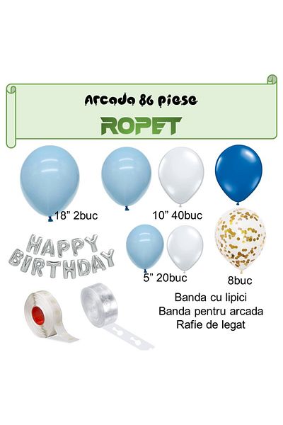 Ropet Happy Birthday party balloon and decoration set, 761, 86 pcs, Ropet