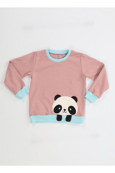 Casabony Fata - Tricou transpiratie Dusty Rose Brodat Panda