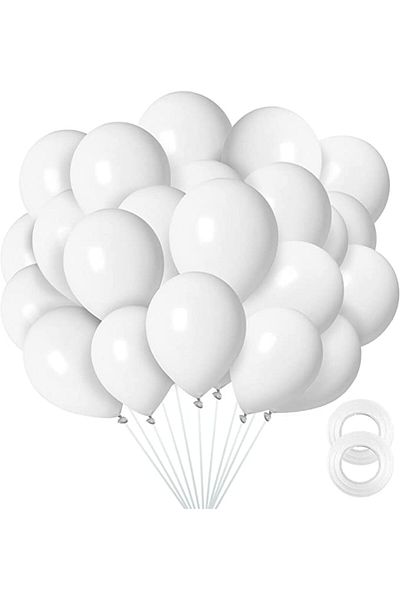 Ropet Set of 10 latex balloons, White, 30cm, Ropet