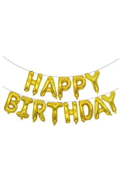 Ropet Happy Birthday foil balloons, gold, 43cm