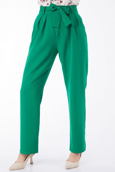 TOFİSA Classic Belted Trousers Green - 25035