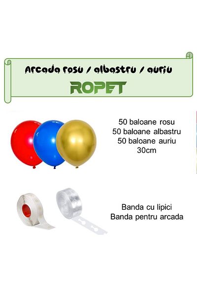 Ropet Balloon arrangement set for arch, 150 pcs, red, blue and gold
