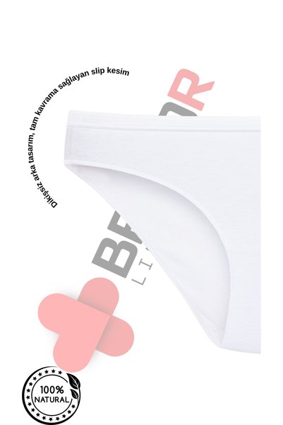 BEGBOR LİNGERİE Solid Textured High Waist Women's Slip Panties – Soft Cotton Comfort