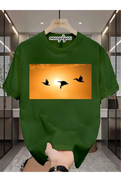 oneagılyazı Tricou supradimensionat cu imprimeu cu peisaj de apus de soare și...