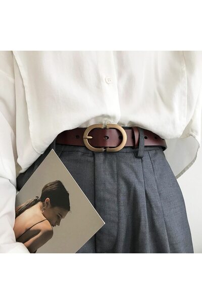 OBRO Ζώνη από γνήσιο δέρμα σε ρετρό εμφάνιση, ρυθμιζόμενη, 105 cm, καφέ και χ...