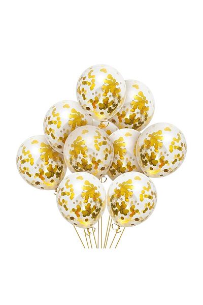 Ropet Set of 12 balloons with confetti, gold color, 30 cm