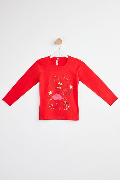 TOFİSA Printed Long Sleeve T-Shirt Red - 24477