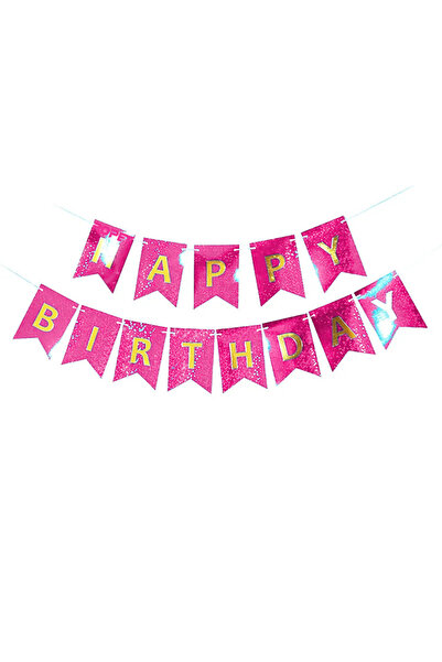 Ropet Banner Happy Birthday, Ghirlanda, 2.5m x 17cm, Roz Chrome, Ropet