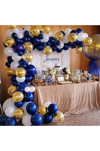 Ropet Balloon set for arch arrangements, Blue/White, 103 pieces, Ropet