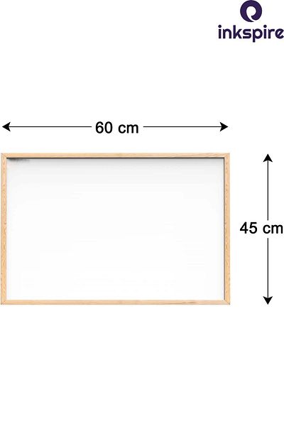 inkspire White Writing Board 45X60 cm 1 Piece Natural Wood Framed Erasable Writing Board Wall Mount
