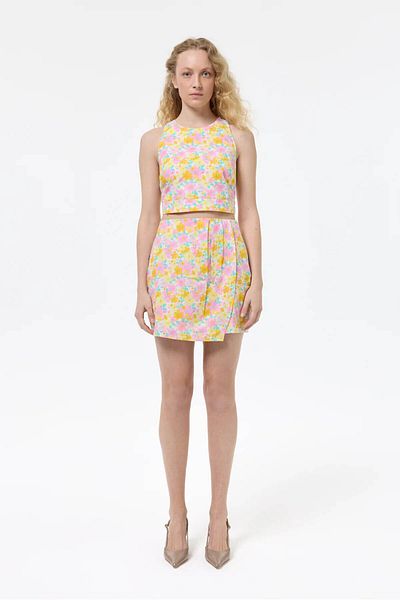 Quzu Fusta de damă roz cu modele florale Etk00292