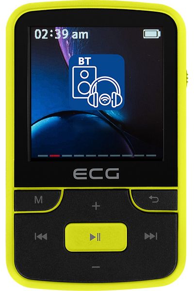 ECG Player Mp3/Mp4, Bluetooth, FM, LCD color 1.54 inch, 32 GB, suport microSD, microfon, galben