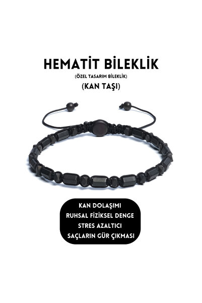 Sırlı Taş Hematit Bileklik - Bern Black Bileklik - Tasarım Bileklik Özel Kesi...
