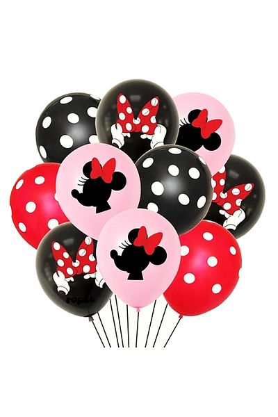 Ropet Set of 10 latex balloons, Minnie Mouse color print, 30cm, Ropet