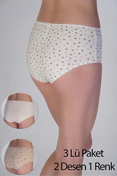 cotonhause Жіночі труси з високою талією, набір з 3 штук – бавовняні, зручний крій, з візерунком 365003