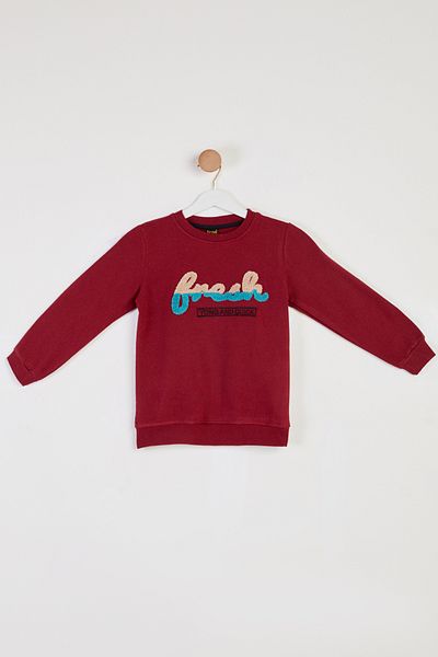 TOFİSA Boy's Claret Red Printed Sweatshirt - 26438