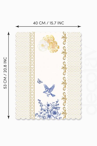 decofav Royal White Compatible Flower and Bird Design Laser Cut Seamless Oven Cover - 40X53Cm