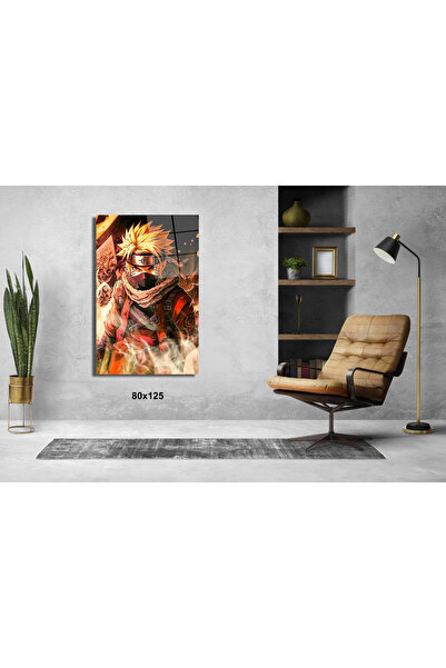 Glassual Art Kırmızı Gözlü Naruto Uzumaki Anime Cam Tablo #PCT0475
