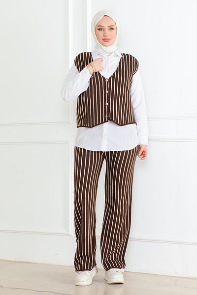 TOFİSA Triple Knitwear Set Brown - 26612